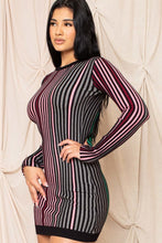 Load image into Gallery viewer, Multi-color Striped Ribbed Dress