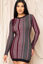 Load image into Gallery viewer, Multi-color Striped Ribbed Dress