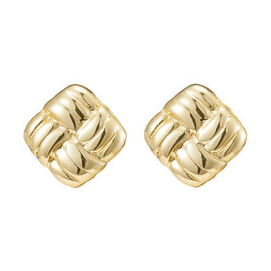 Gold plated stainless steel button earring